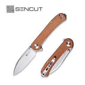 SENCUT Scepter Flipper &Thumb Stud Knife Micarta Handle (2.97" 9Cr18MoV Blade) SA03D
