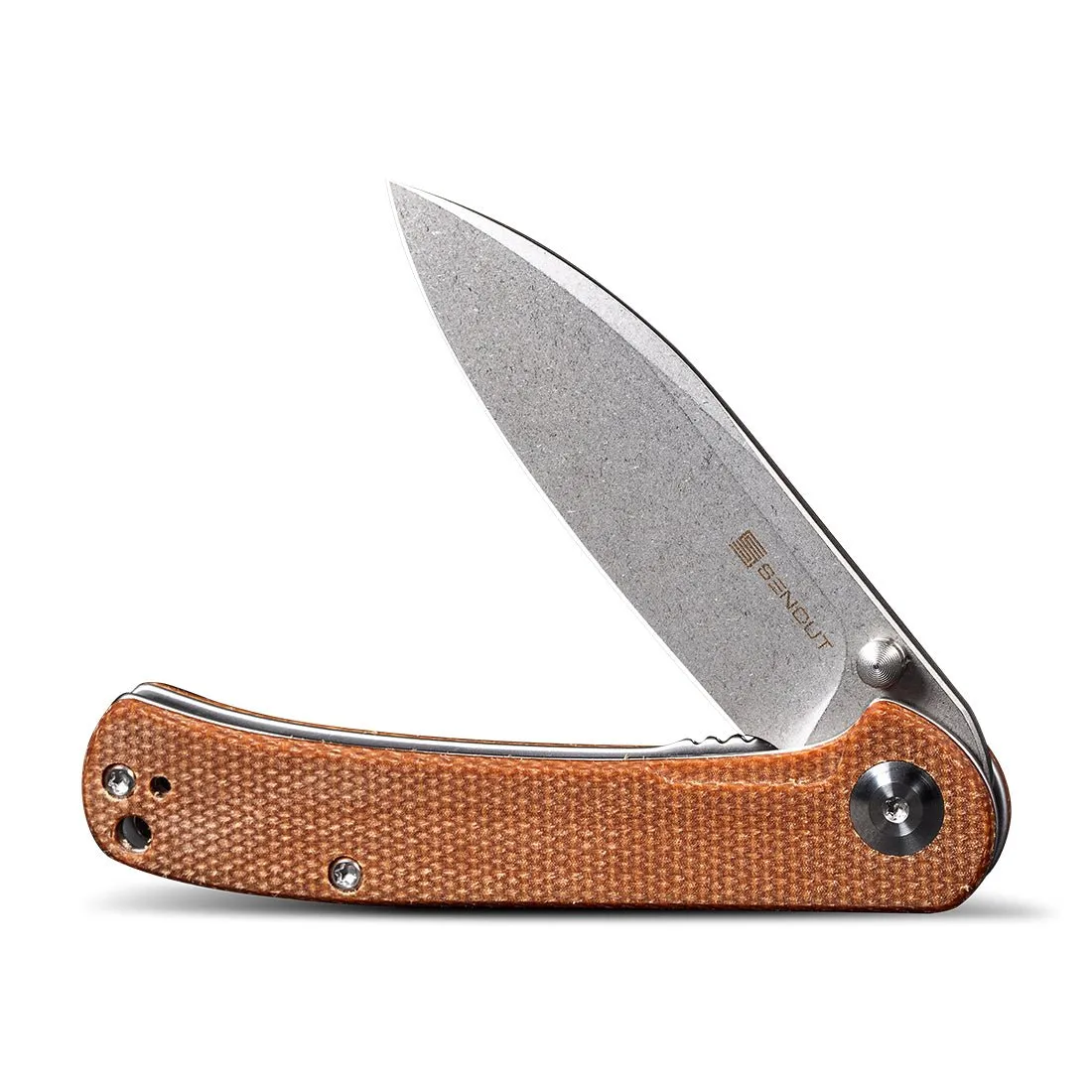 SENCUT Scepter Flipper &Thumb Stud Knife Micarta Handle (2.97" 9Cr18MoV Blade) SA03D