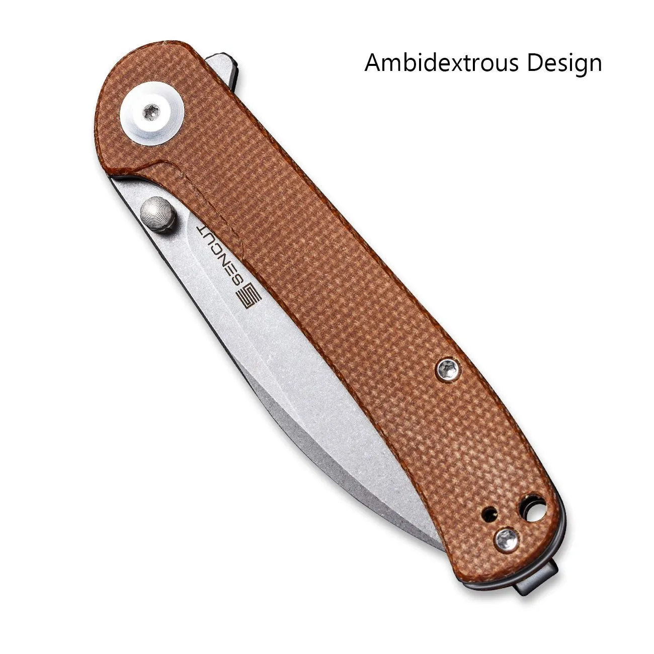 SENCUT Scepter Flipper &Thumb Stud Knife Micarta Handle (2.97" 9Cr18MoV Blade) SA03D