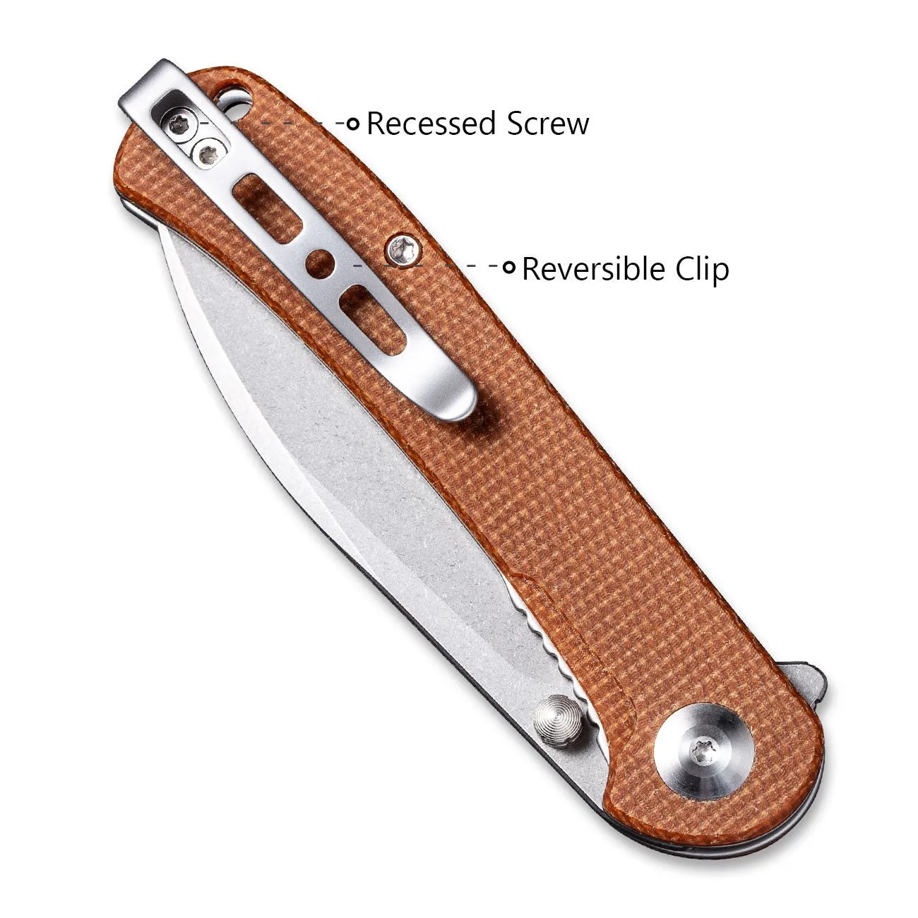 SENCUT Scepter Flipper &Thumb Stud Knife Micarta Handle (2.97" 9Cr18MoV Blade) SA03D