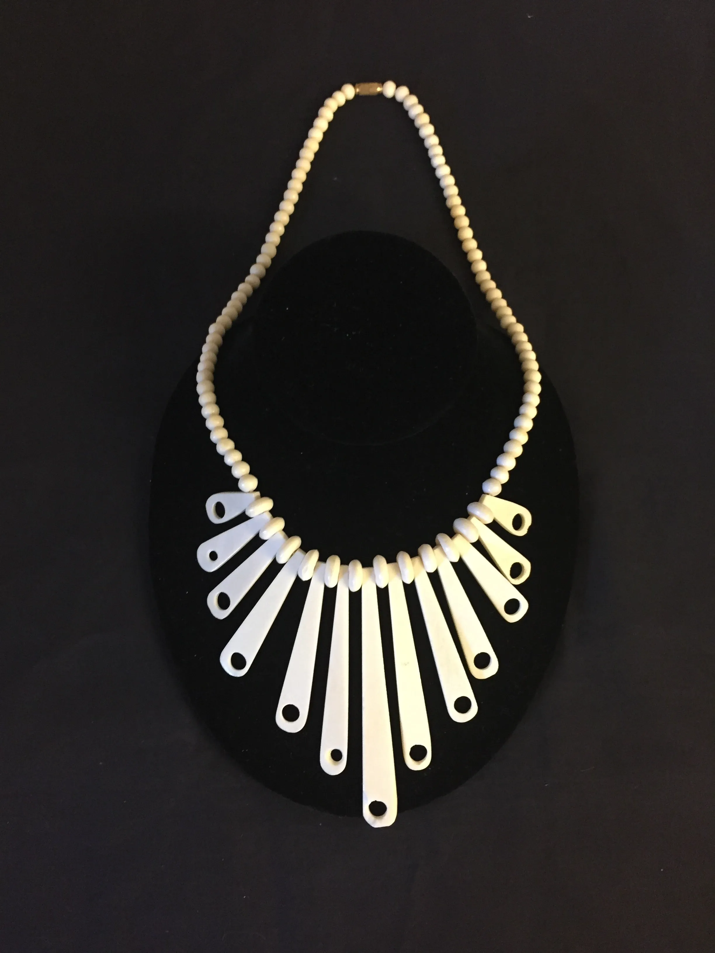 Vintage 1980's Bone Statement Necklace Collar Oddity Fun