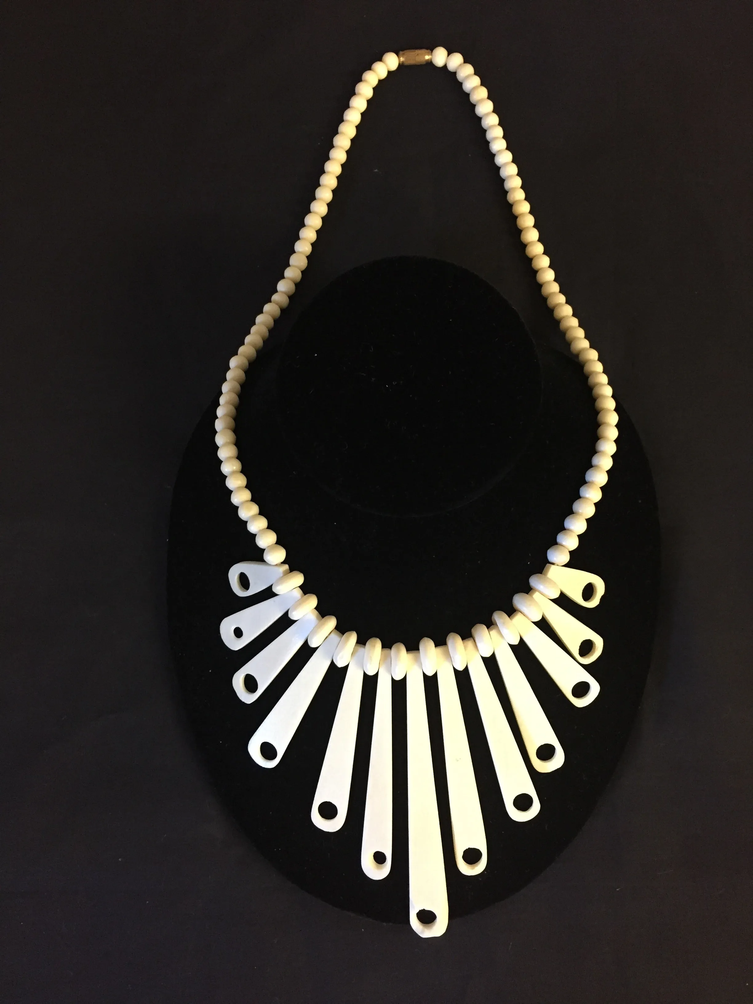 Vintage 1980's Bone Statement Necklace Collar Oddity Fun