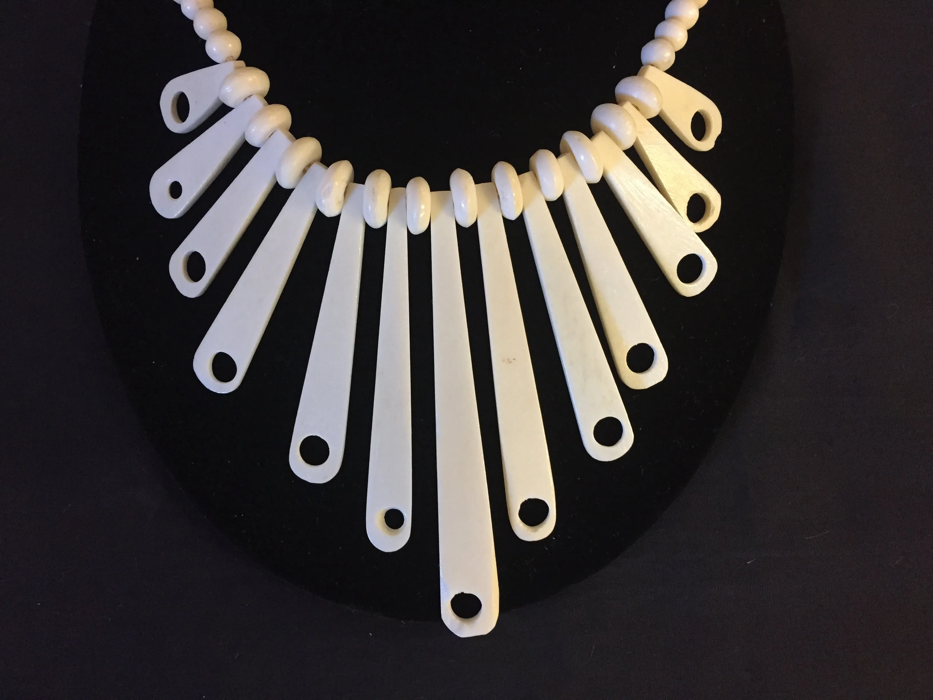 Vintage 1980's Bone Statement Necklace Collar Oddity Fun