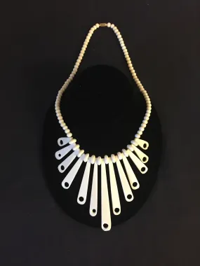 Vintage 1980's Bone Statement Necklace Collar Oddity Fun