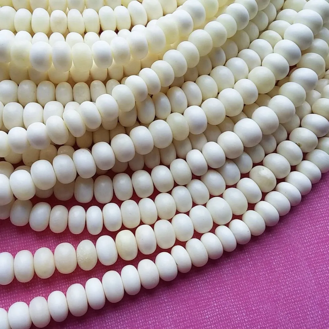 White bone beads, 15 bone rondelle beads 10mm, eco friendly and natural bone beads